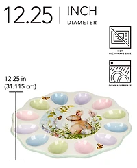 Certified International Easter Meadow Round Deviled Egg Plate