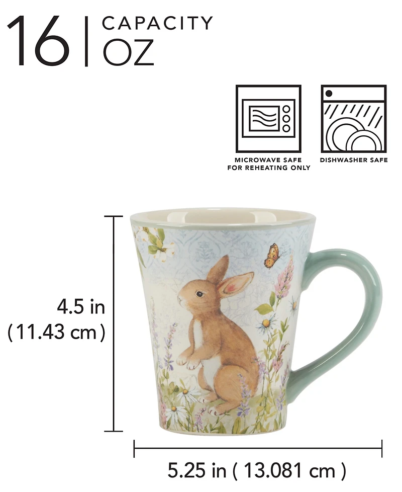 Certified International Easter Meadow Ceramic Mugs, Set of 4