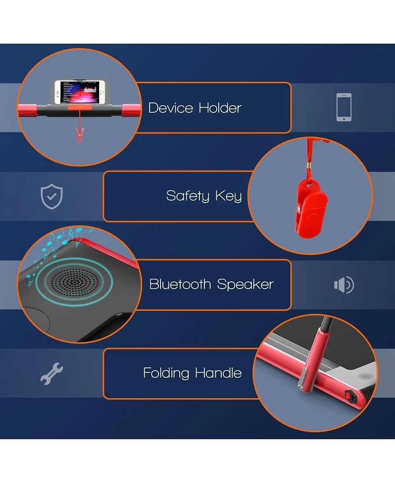 Kuyotq 2.25 Hp 2-in-1 Folding Walking Pad Treadmill with Remote Control and Led Display