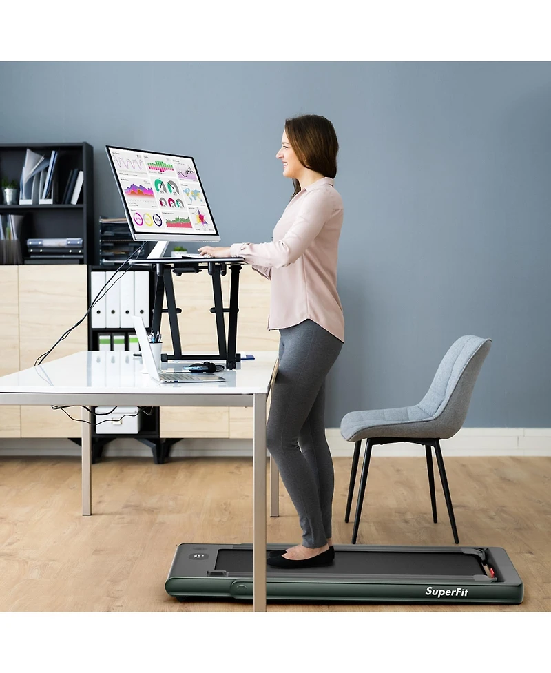 2.25 Hp 2-in-1 Folding Walking Pad Treadmill with Dual Display and App Control