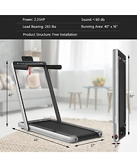 2.25 Hp 2-in-1 Folding Walking Pad Treadmill with Dual Display and App Control