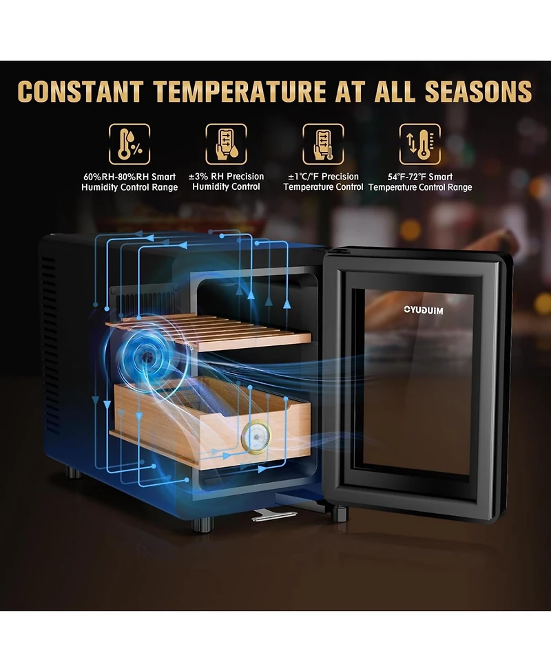16L Electric Cigar Humidors, Cigar Humidor for 100 Cigars, Cooling, Heating Temperature Control System