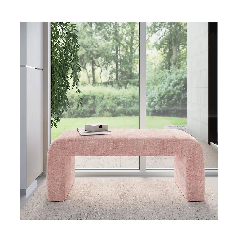 Jofran Sophia Modern Luxury Curved Upholstered Waterfall Jacquard Bench - Small