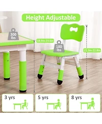 Kids Table and 4 Chairs Set Height Adjustable Toddler Table and Chair Set for Ages 2-10 Activity Table for Toddlers 5-Piece Childrens Table and Chair