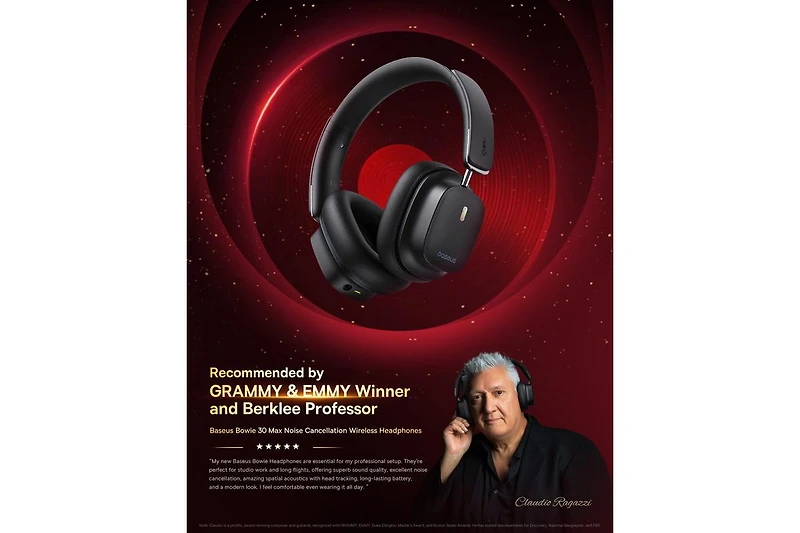 Baseus Active Noise Cancelling Headphones, Bowie 30 Max Head Tracking Spatial Audio, Ldac Hi-Res Wireless Sound, 65H Playtime, Comfort Fit, Clear Call