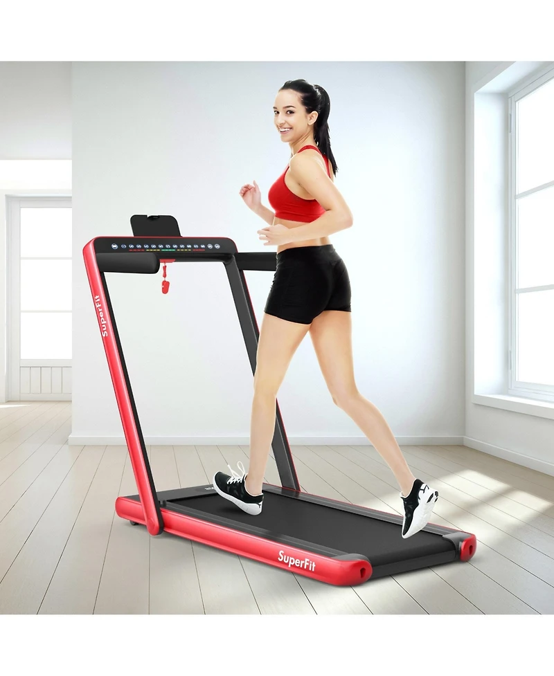 2.25 Hp 2-in-1 Folding Walking Pad Treadmill with Dual Display and App Control