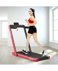 2.25 Hp 2-in-1 Folding Walking Pad Treadmill with Dual Display and App Control