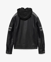 Xray Boys Hooded Moto Pu Leather Jacket With Lining