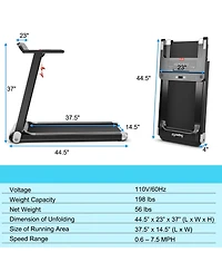 Folding Compact Treadmill with App Control Speaker and 12 Preset Programs
