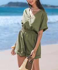 Cupshe Women's V-Neck Straight Leg Romper