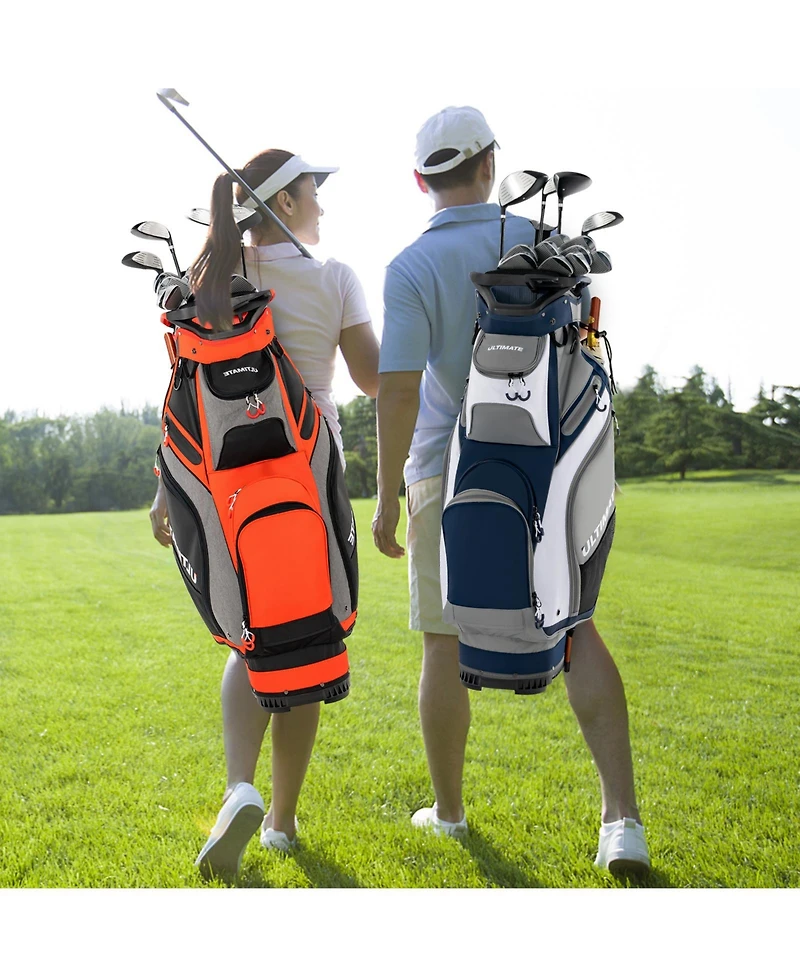 10.5 Inch Golf Cart Bag with 14 Way Dividers and 7 Zippered Pockets