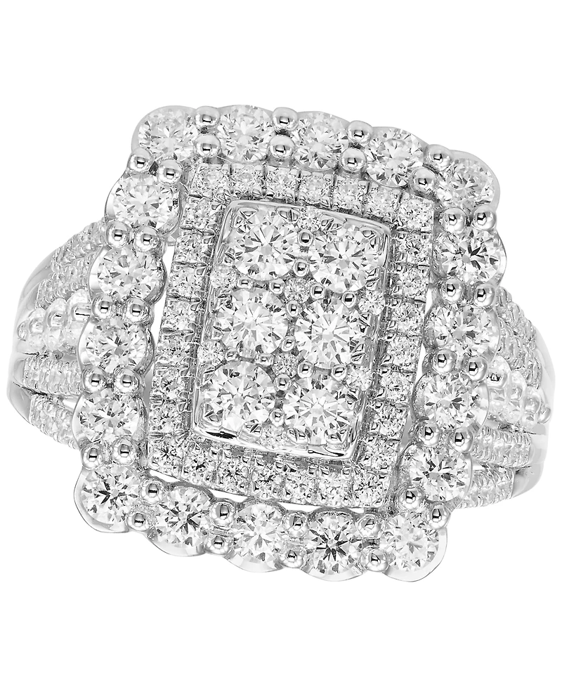 Diamond Multi Halo Emerald Shaped Cluster Ring (2 ct. t.w.) in 14k White Gold