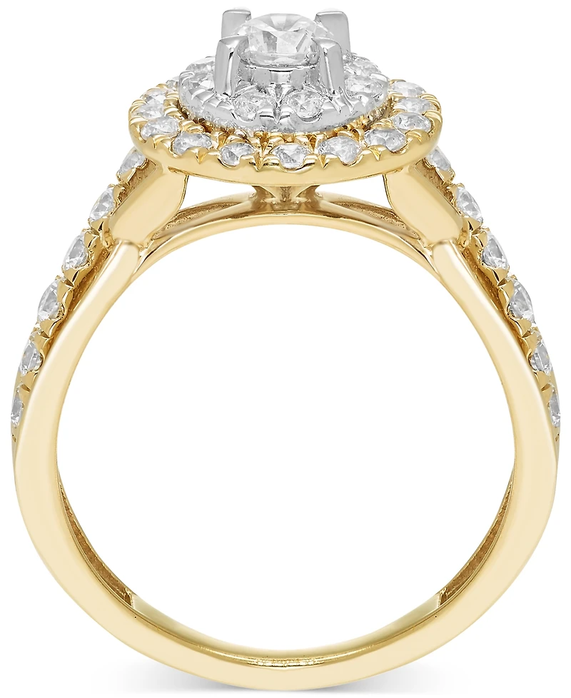 Diamond Double Halo Engagement Ring (1 ct. t.w.) in 14k Two-Tone Gold