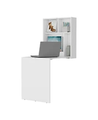 Fm Furniture Aguila Wall-Mounted Drop-Leaf Table, White