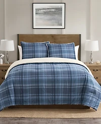 Vcny Home Plaid Brushed Flannel and Sherpa 3-Pc. Comforter Set