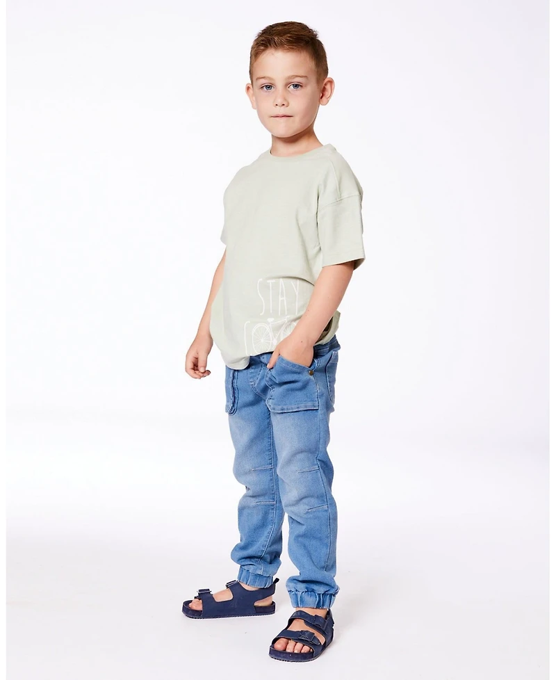 Deux par Toddler Boys French Terry Denim Jogger Pant Blue - Toddler|Child