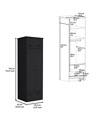 Tifton Armoire with Hinged Drawer, 2-Doors and 1-Drawer, Black