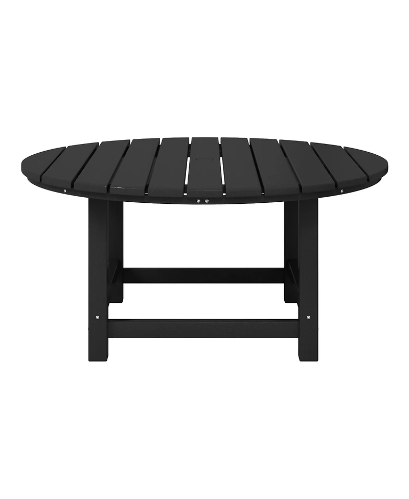 5-Piece Outdoor Patio Hdpe Adirondack Chair With Round Coffee Table Conversation Set