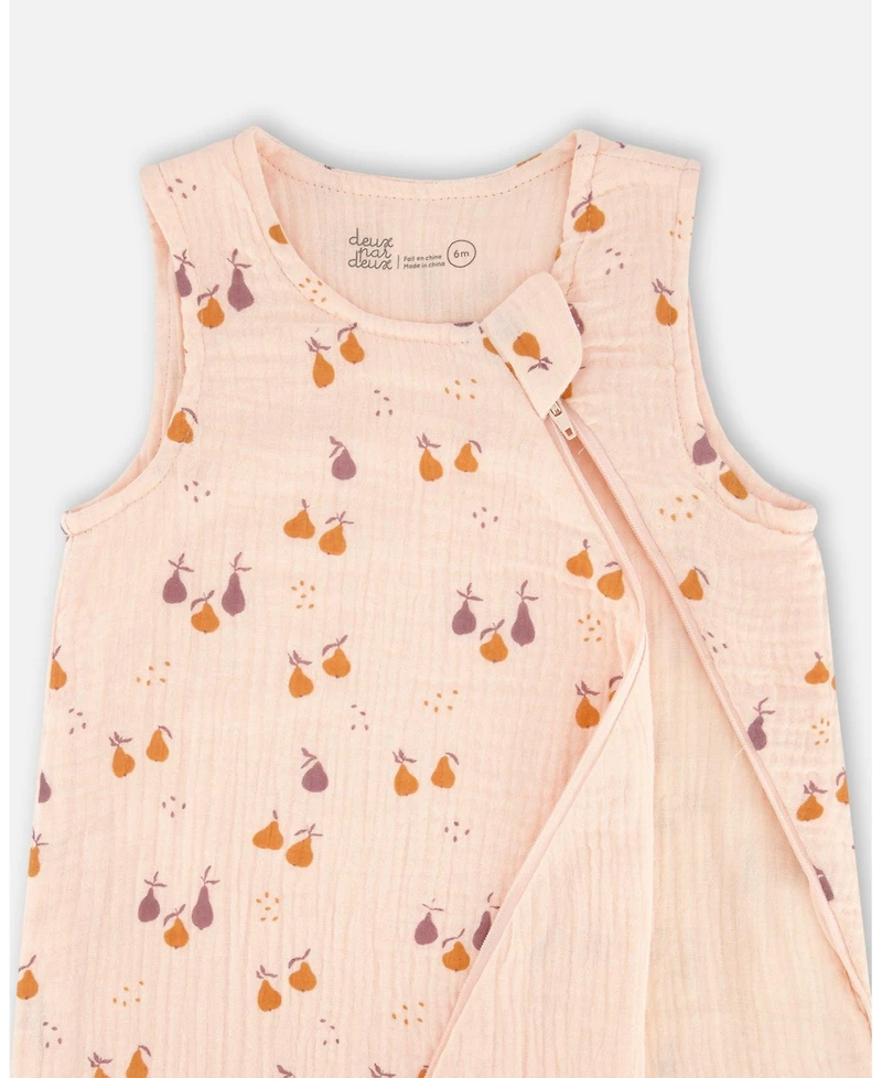 Deux par Deux Baby Girls Printed Muslin Sleep Sack Peach With Pears - Infant|Toddler