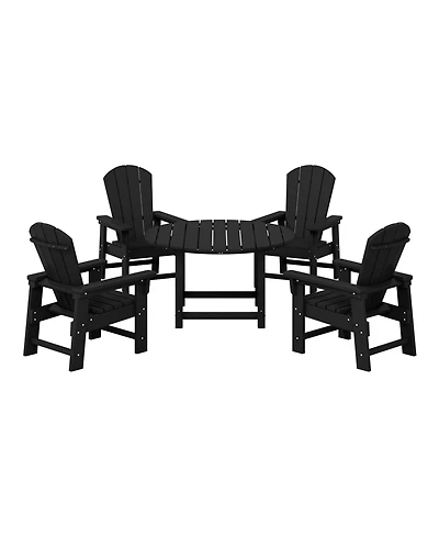 Kids 5-Piece Hdpe Outdoor Patio Round Dining Table and Chairs Set