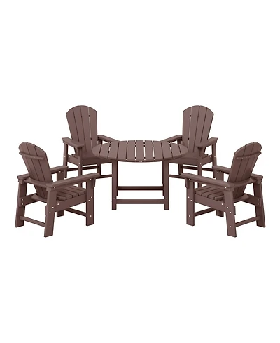 Kids 5-Piece Hdpe Outdoor Patio Round Dining Table and Chairs Set