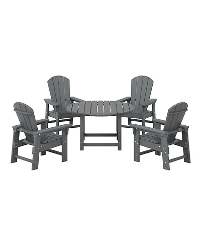 Kids 5-Piece Hdpe Outdoor Patio Round Dining Table and Chairs Set