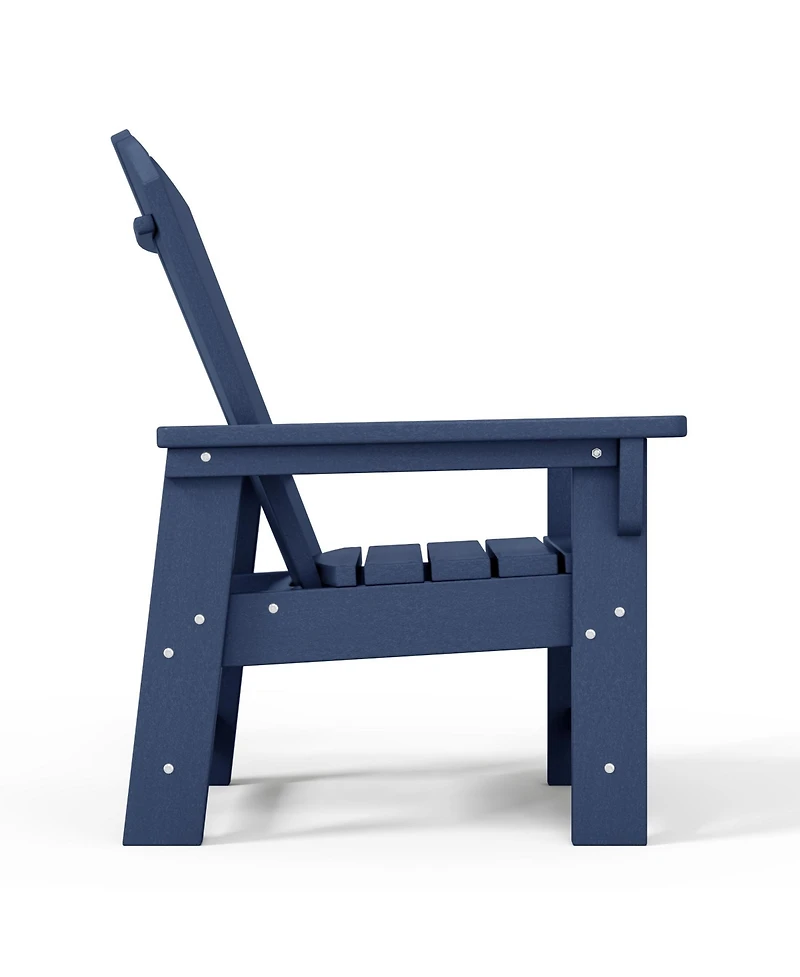 2-Piece Kids Outdoor Hdpe Adirondack Chair With Square Side Table Set