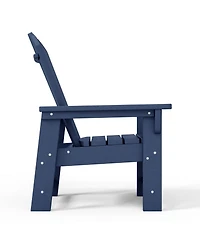 2-Piece Kids Outdoor Hdpe Adirondack Chair With Square Side Table Set