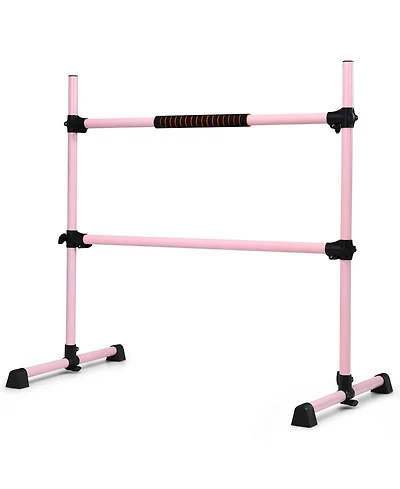 4 Ft Portable Freestanding Stable Construction Pilates Ballet Barre with Double Dance Bar