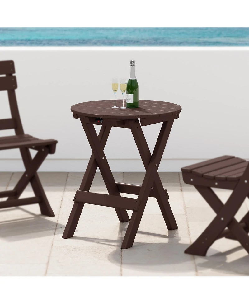 Hdpe Outdoor 24.5 Inch Round Portable Folding Patio Dining Table