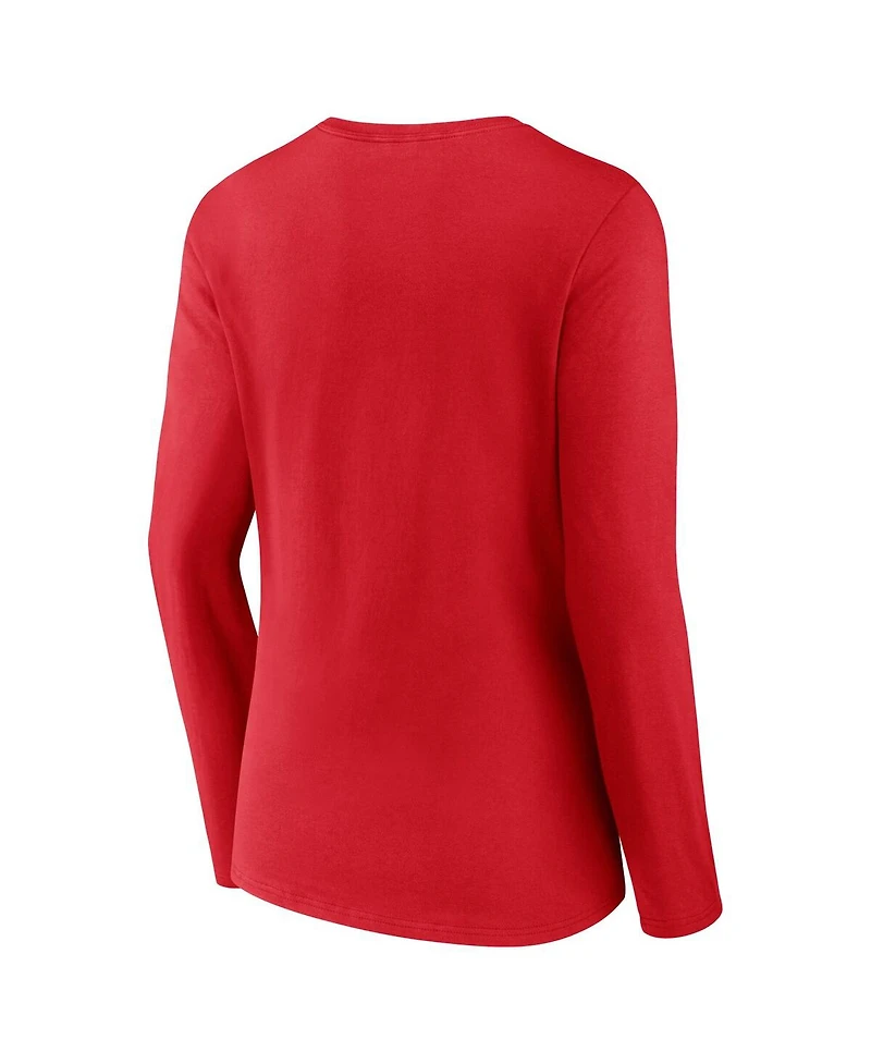 Fanatics Women's Red Kansas City Chiefs 2024 Afc West Division Champions Conquer Long Sleeve V-Neck T-Shirt