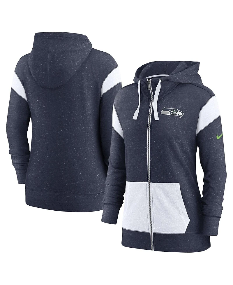 Nike Women's College Navy/White Seattle Seahawks Monaco Lightweight Full-Zip Hoodie