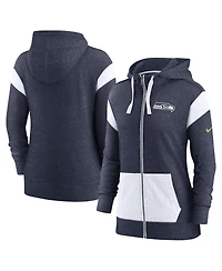 Nike Women's College Navy/White Seattle Seahawks Monaco Lightweight Full-Zip Hoodie