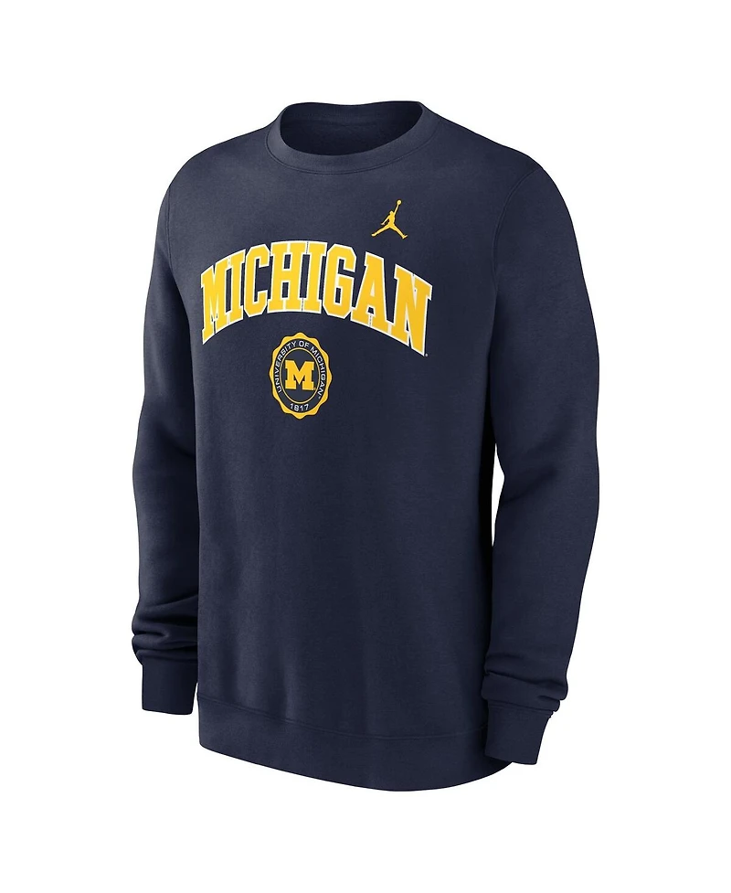 Jordan Men's Navy Michigan Wolverines Arched Seal Pullover Sweatshirt