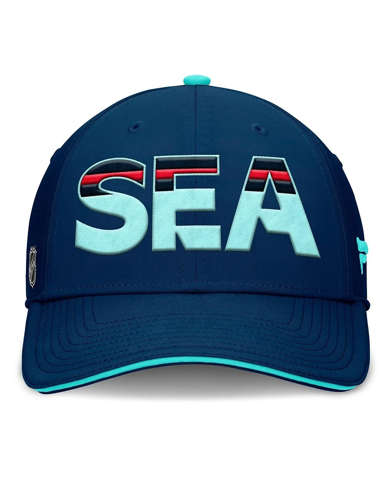Fanatics Men's Deep Sea Navy/Light Blue Seattle Kraken Authentic Pro Rink Team Code Flex Hat