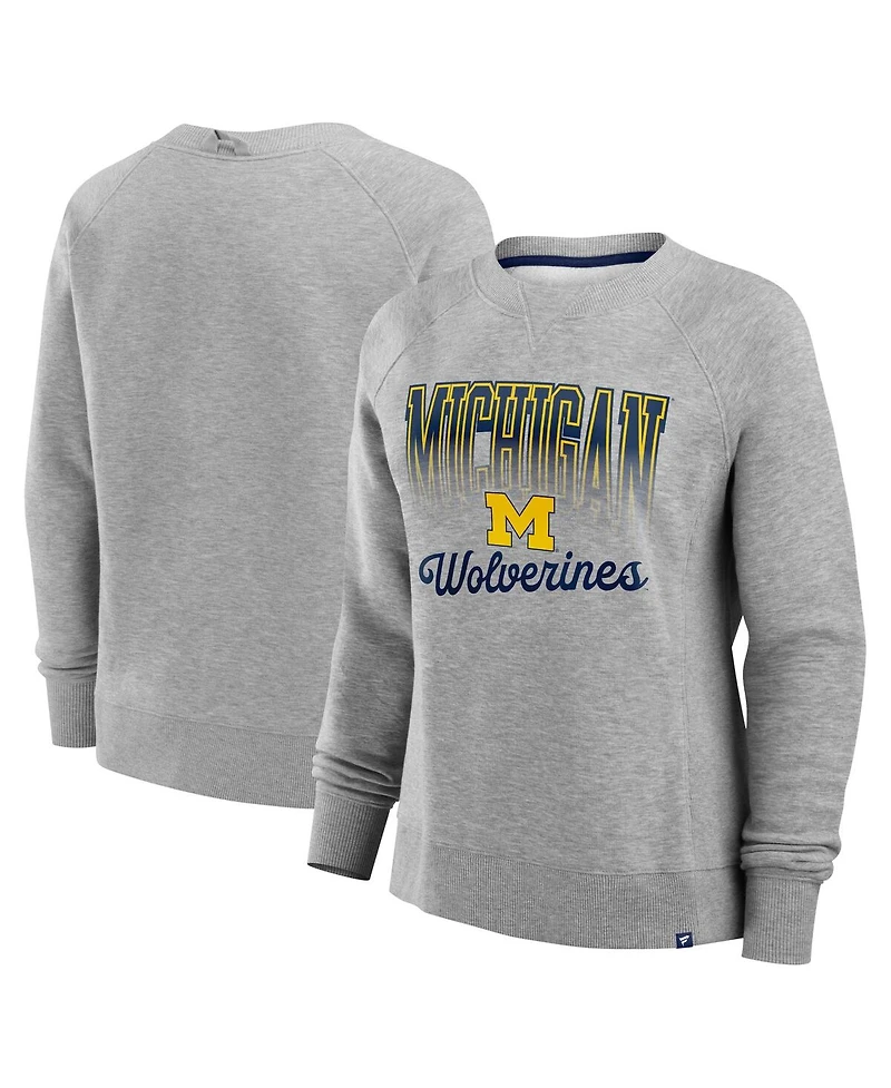 Fanatics Women's Heather Gray Michigan Wolverines Training Camp Hit Hard Fleece Pullover Sweatshirt