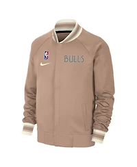 Nike Men's Tan Chicago Bulls 2024/25 City Edition Authentic Showtime Performance Full-Zip Jacket