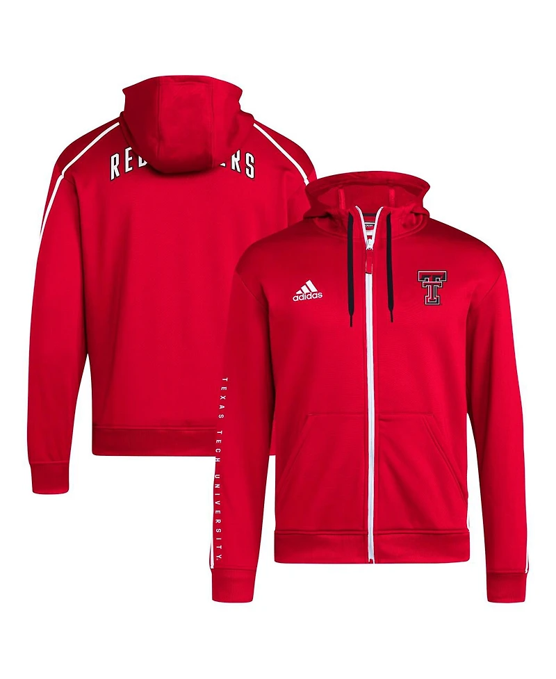 Adidas Men's Red Texas Tech Raiders 2024 Sideline Travel Aeroready Full-Zip Hoodie