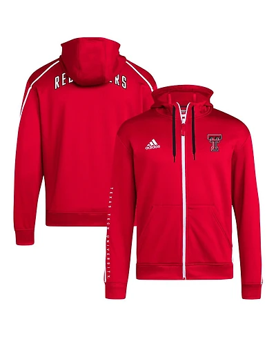 Adidas Men's Red Texas Tech Raiders 2024 Sideline Travel Aeroready Full-Zip Hoodie