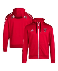 Adidas Men's Red Texas Tech Raiders 2024 Sideline Travel Aeroready Full-Zip Hoodie