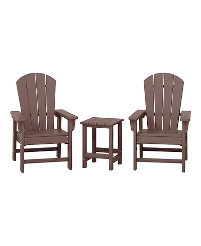 Kids 3-Piece Outdoor Hdpe Adirondack Chairs With Square Side Table Set