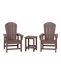 Kids 3-Piece Outdoor Hdpe Adirondack Chairs With Square Side Table Set