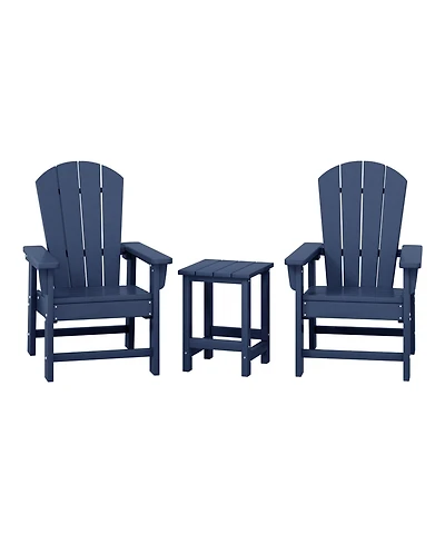 Kids 3-Piece Outdoor Hdpe Adirondack Chairs With Square Side Table Set