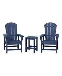 Kids 3-Piece Outdoor Hdpe Adirondack Chairs With Square Side Table Set