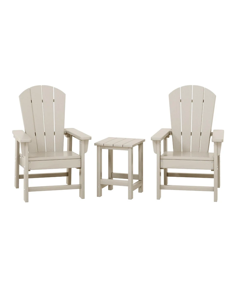 Kids 3-Piece Outdoor Hdpe Adirondack Chairs With Square Side Table Set