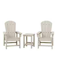 Kids 3-Piece Outdoor Hdpe Adirondack Chairs With Square Side Table Set