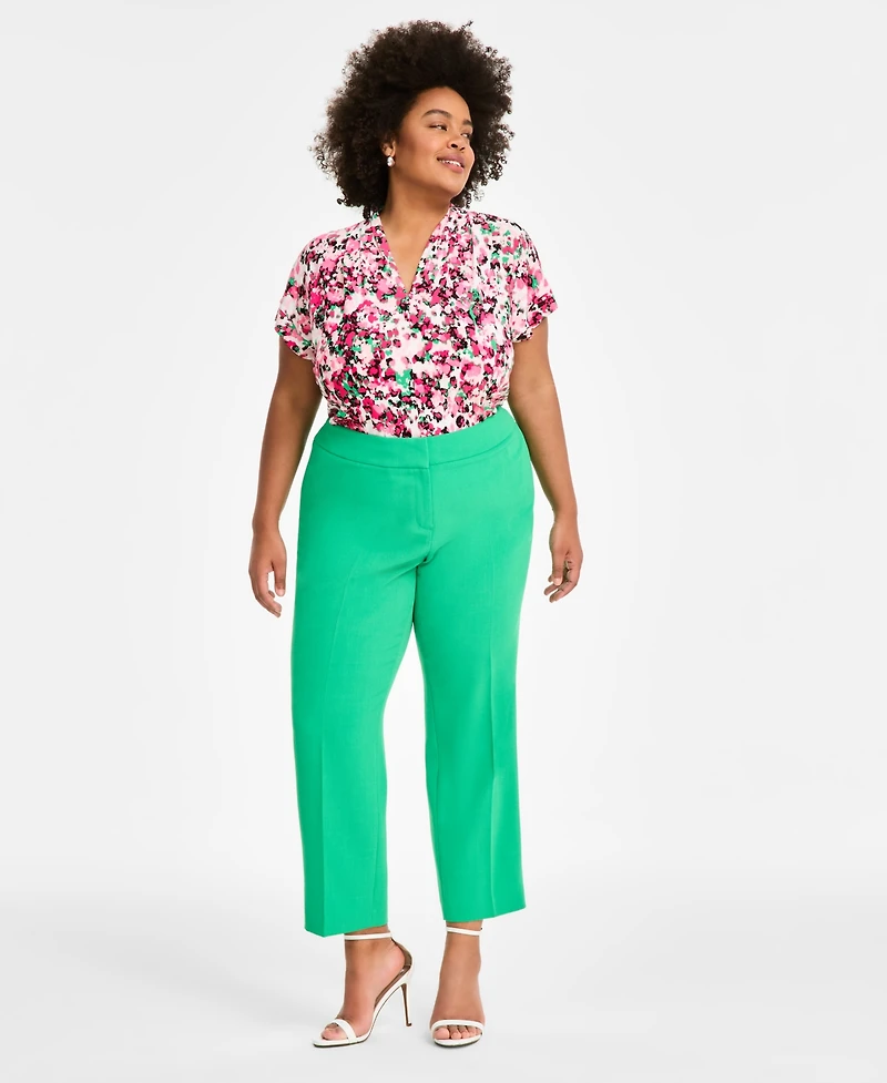 Kasper Plus Stretch-Crepe Straight-Fit Suit Pants