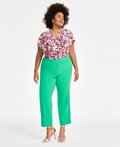 Kasper Plus Stretch-Crepe Straight-Fit Suit Pants
