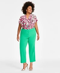 Kasper Plus Stretch-Crepe Straight-Fit Suit Pants