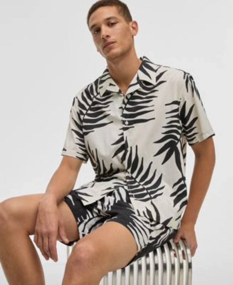 Mode Of One Mens Large Palm Relaxed Fit Printed Button Down Camp Shirt Regular Fit Printed Swim Trunks Exclusively At Macys